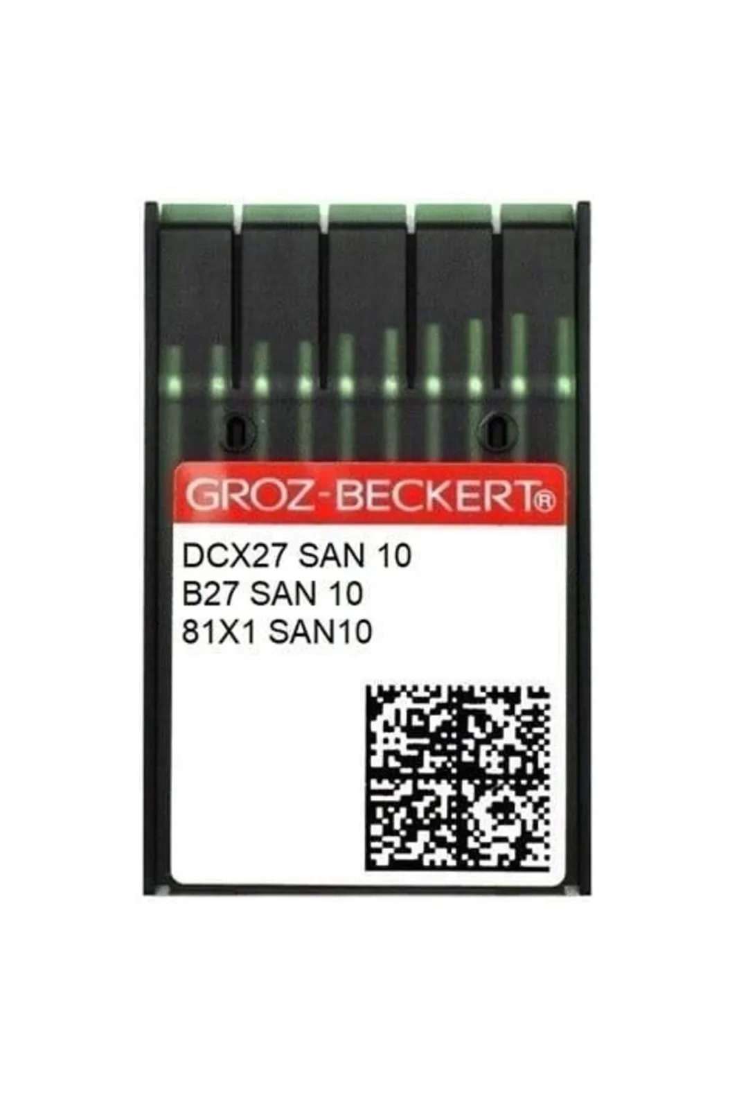 Overlok Makinesi Dikiş İğnesi DCX27 SAN10 8/60 100 Adet etiketli kutu, SAN 10 yazılı ambalaj
