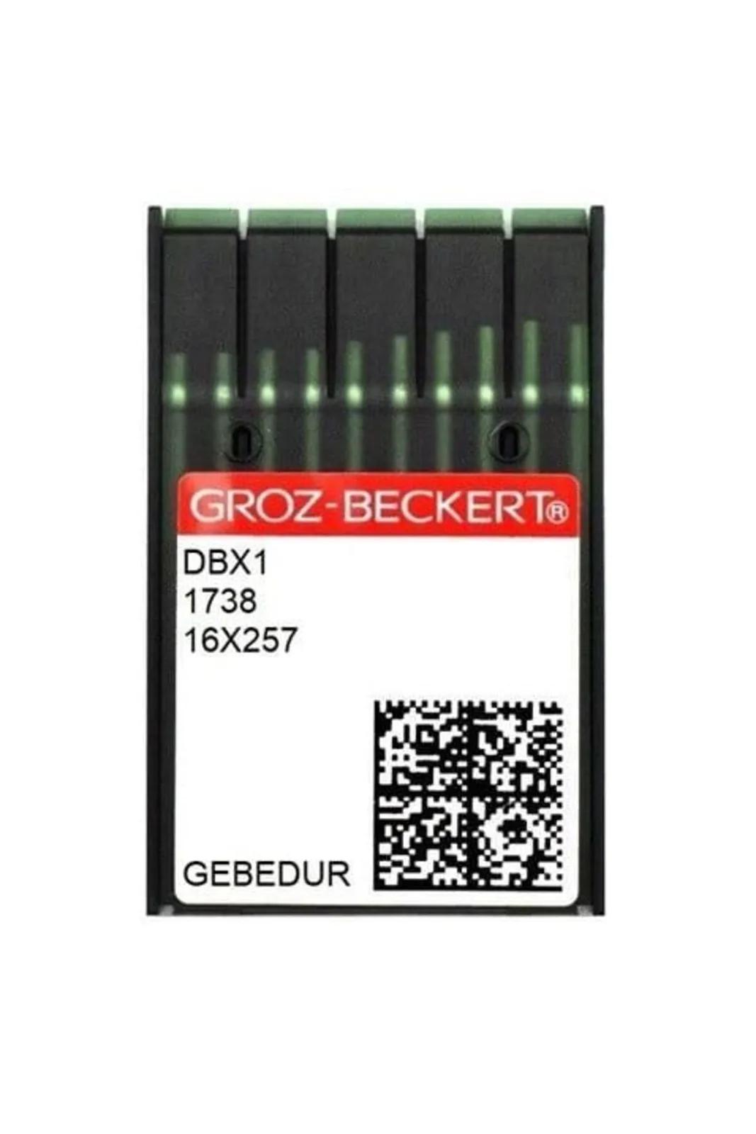 Groz Beckert Düz Dikiş İğnesi DBX1 İnce Dip GEBEDUR 9/65 100 Adet kırmızı etiketli şerit ambalajı önden