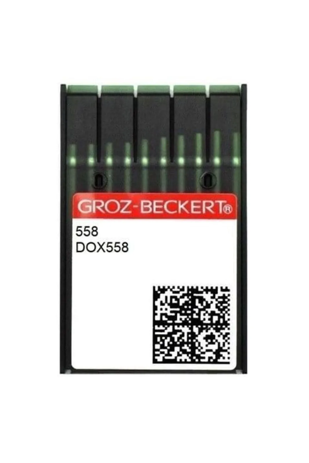 Groz Beckert Reece Gözlü İlik Dikiş İğnesi DOX558 16/100 100 Adet kırmızı etiketli şerit ambalajı önden
