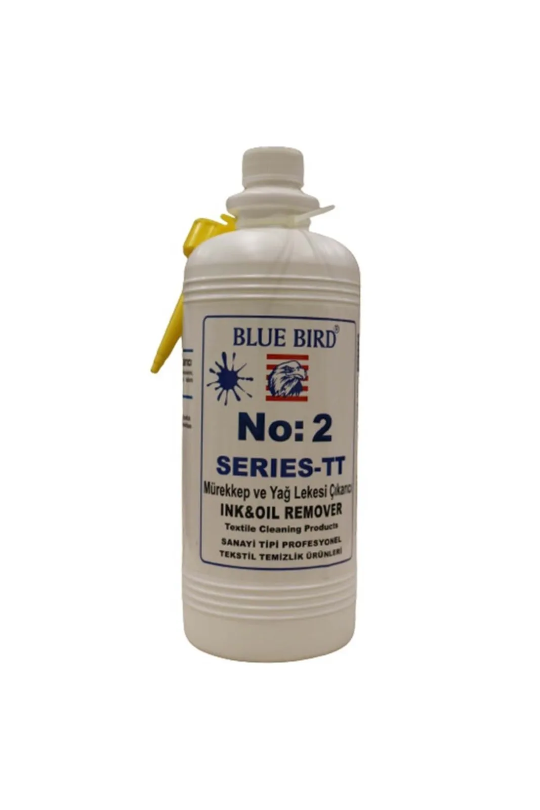 Mürekkep ve Yağ Lekesi Çıkarıcı Ink&Oil Remover No:2 1 Lt BLUE.006 beyaz şişe, ön etiket ve sarı kapak