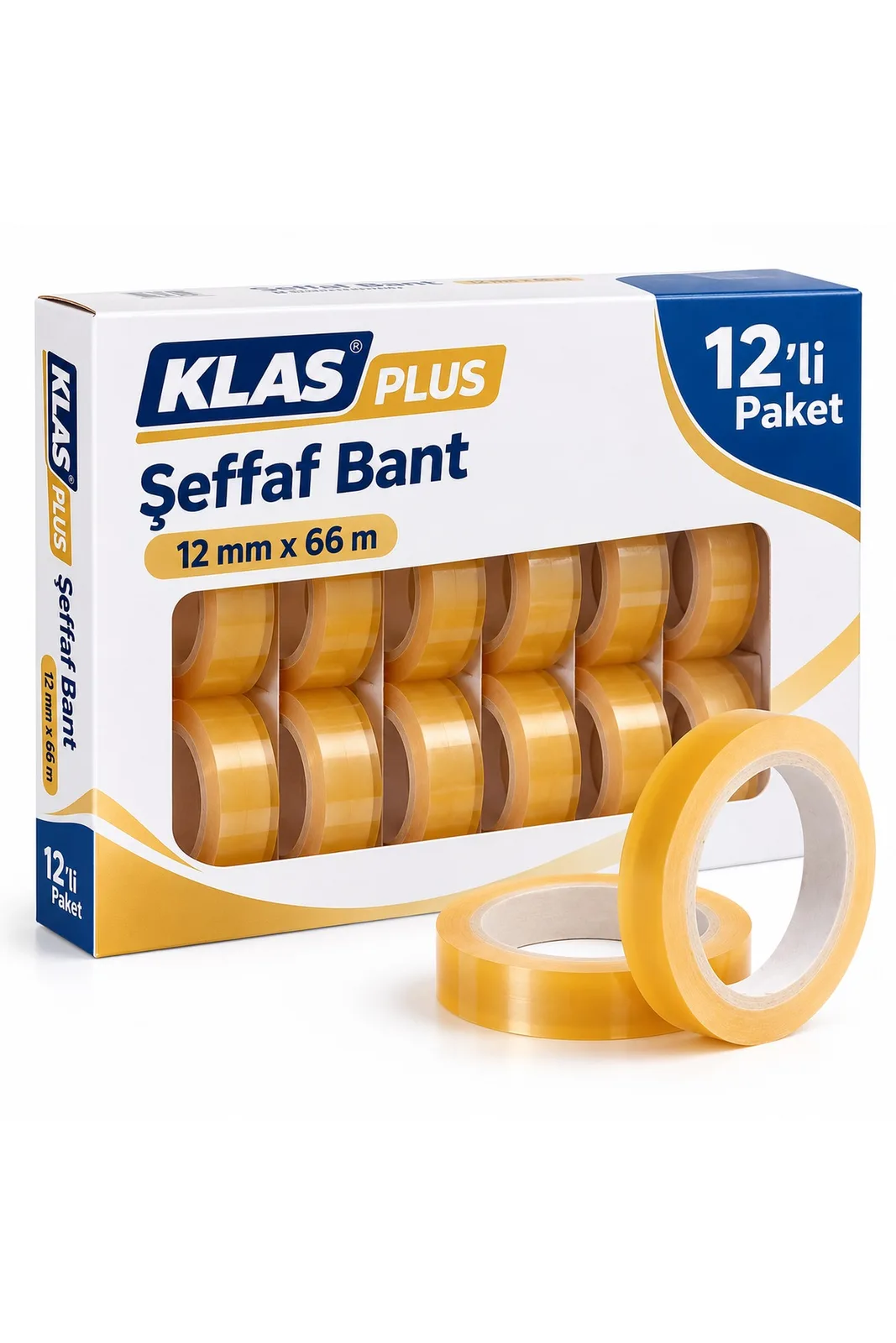 Klas Plus şeffaf bant 12'li paket kutusu