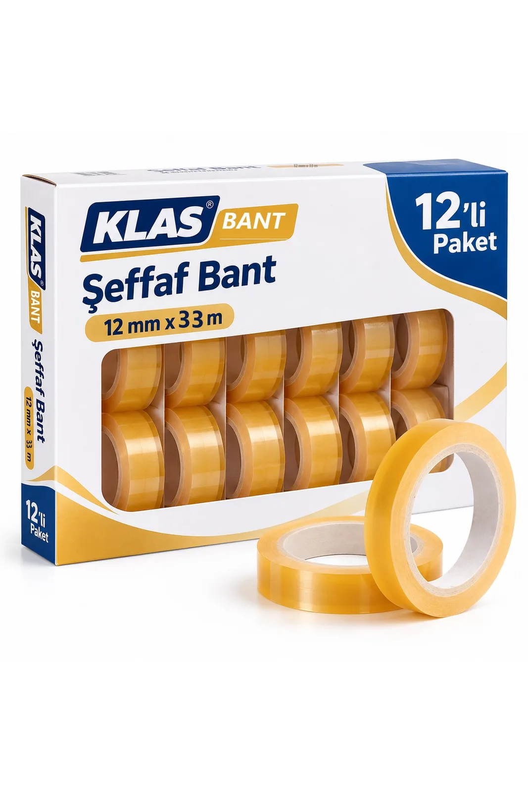 Klasbant şeffaf bant 12'li paket kutusu