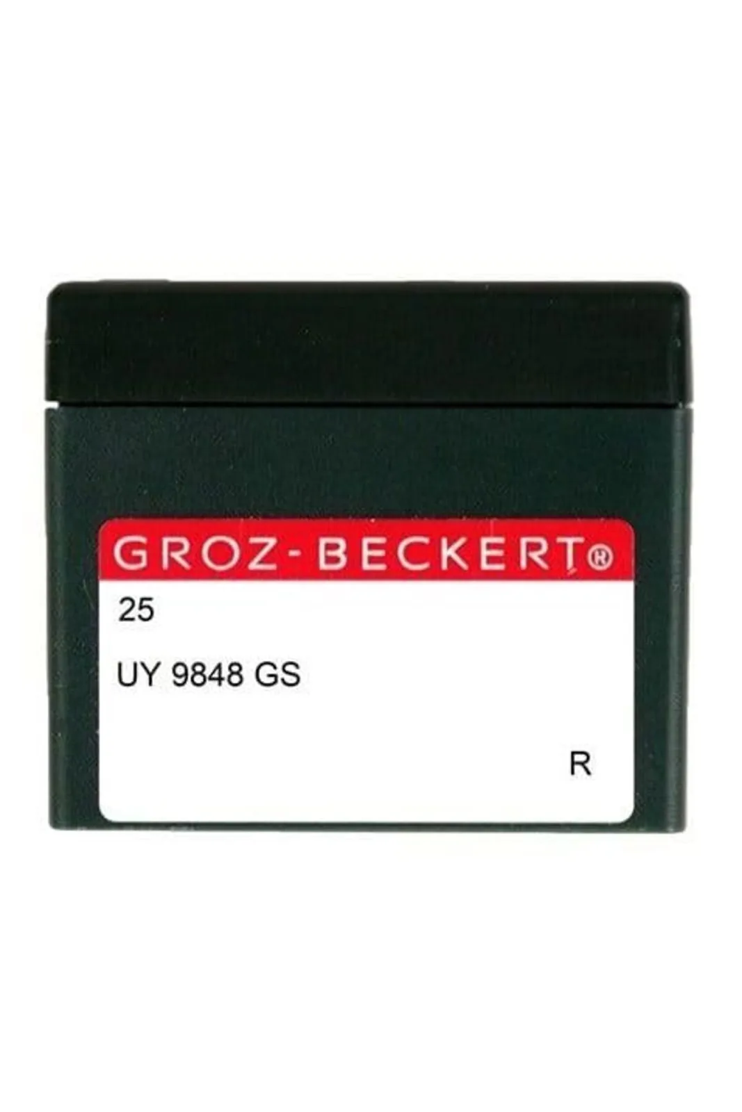 Groz Beckert Çuval Ağzı Zincir İğnesi UY 9848 GS 29/300 25 Adet kapaklı kutu ambalajı, kırmızı etiket önden