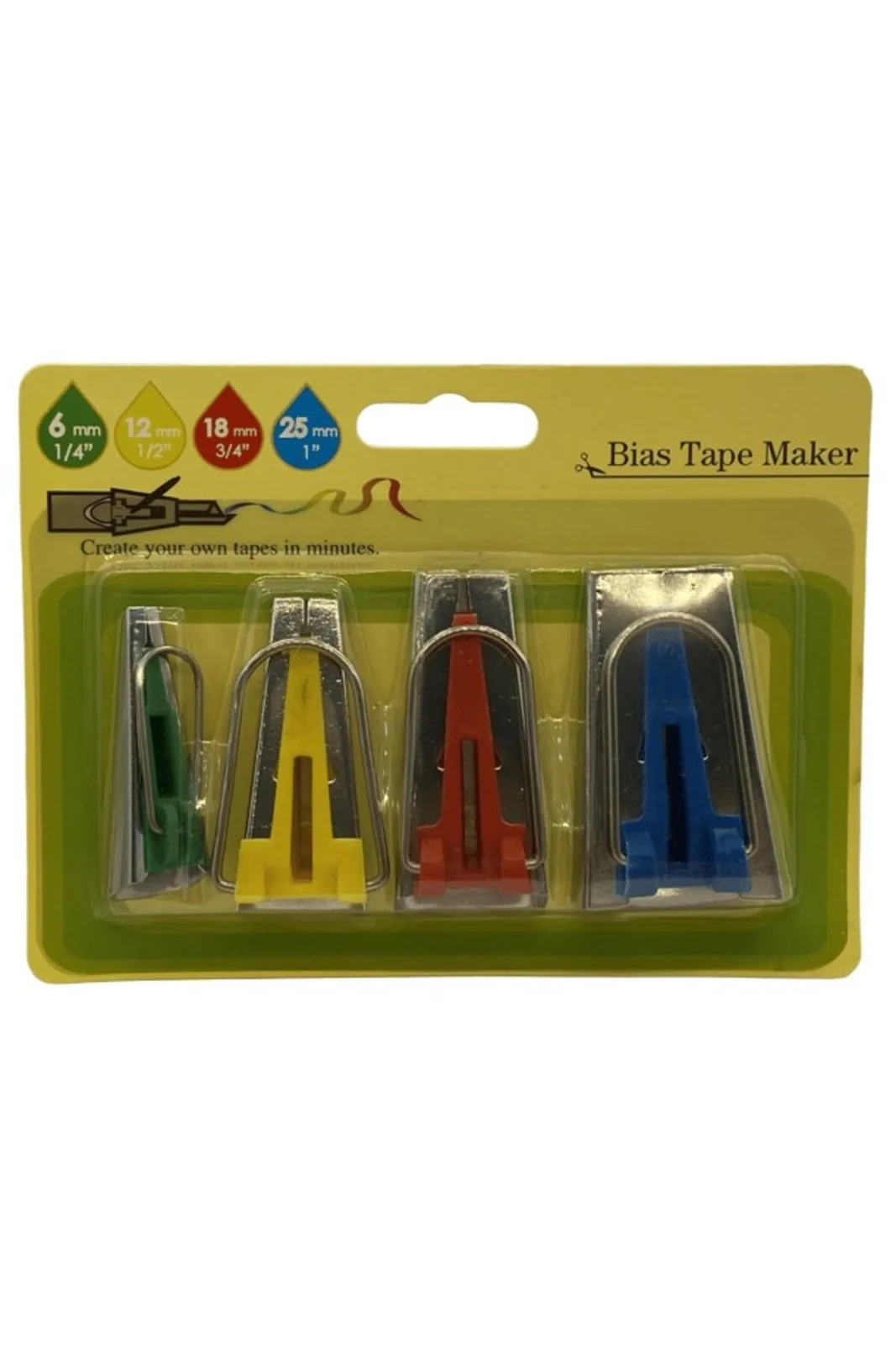 El Biye Kıvırma Aparatı 4'lü Set LS-120 6-12-18-25mm dört ölçülü renkli kartela seti
