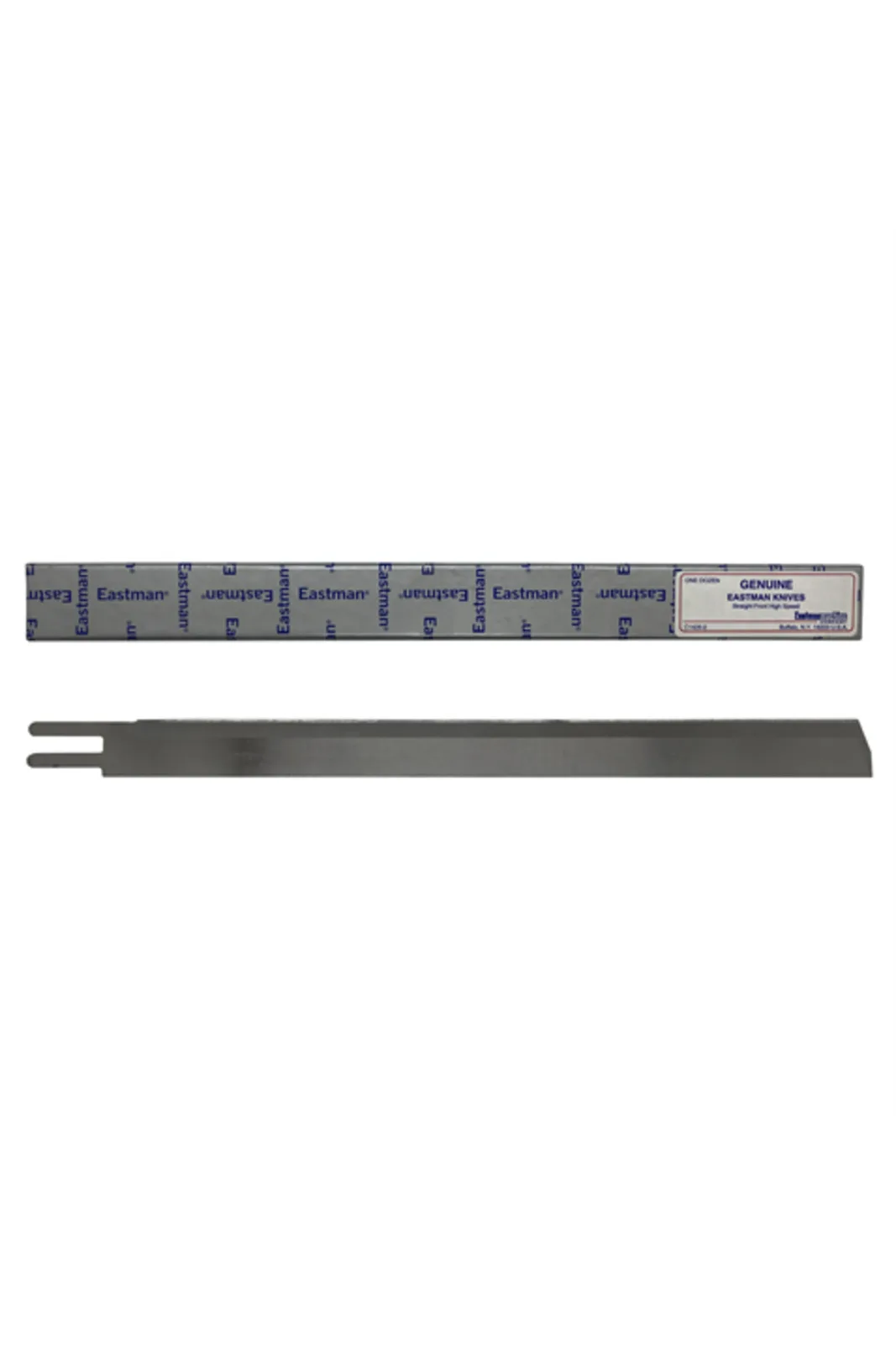Eastman Dik Kesim Yüksek Karbonlu Bıçak 8 İnç HSS E80C8-3 12 Adet ambalajı ve bıçak yan yana
