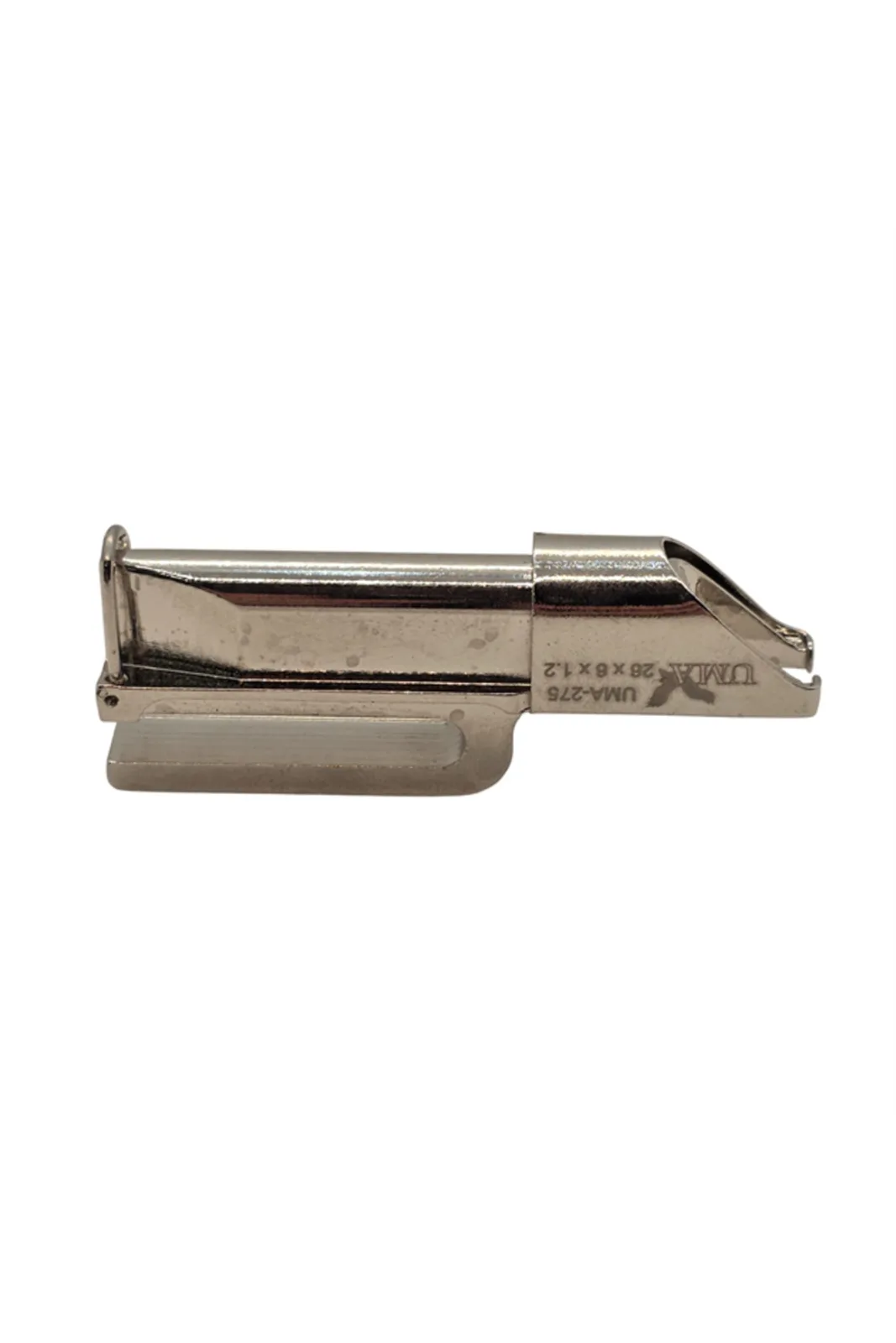 Deri Şerit Aparatı Fişek 26X6X1.2mm yandan görünüm, yazılı yüz
