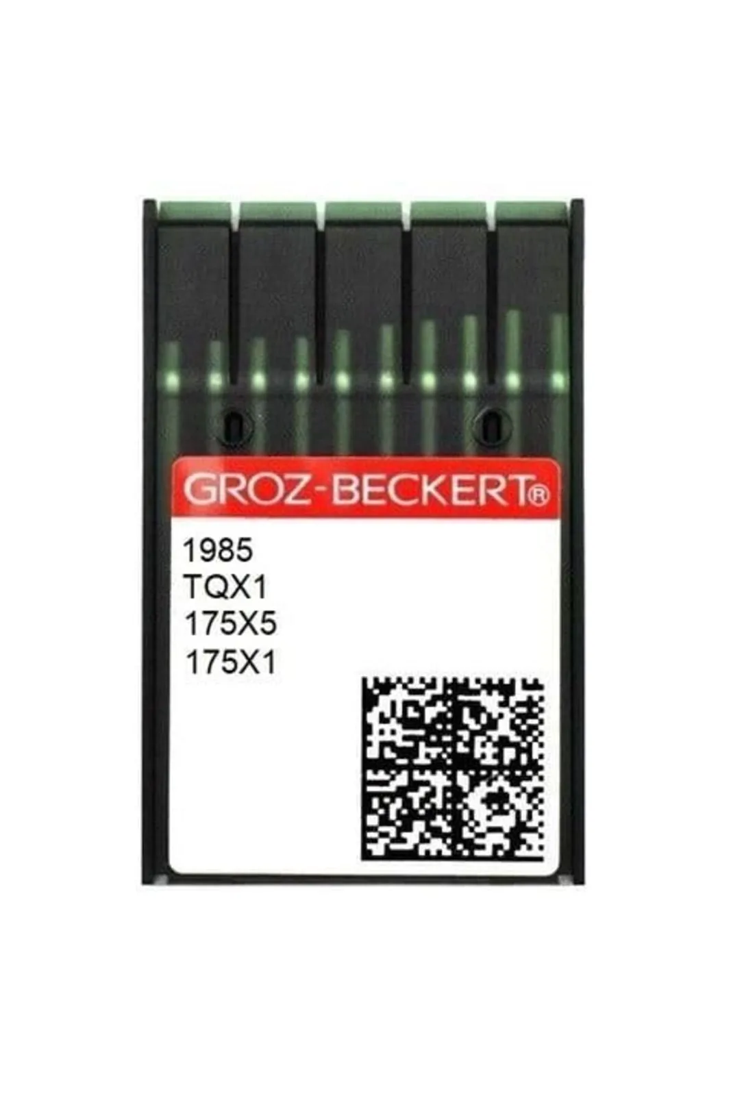 Groz Beckert Kısa Düğme Dikiş İğnesi TQX1 16/100 100 Adet kırmızı etiketli şerit ambalajı önden