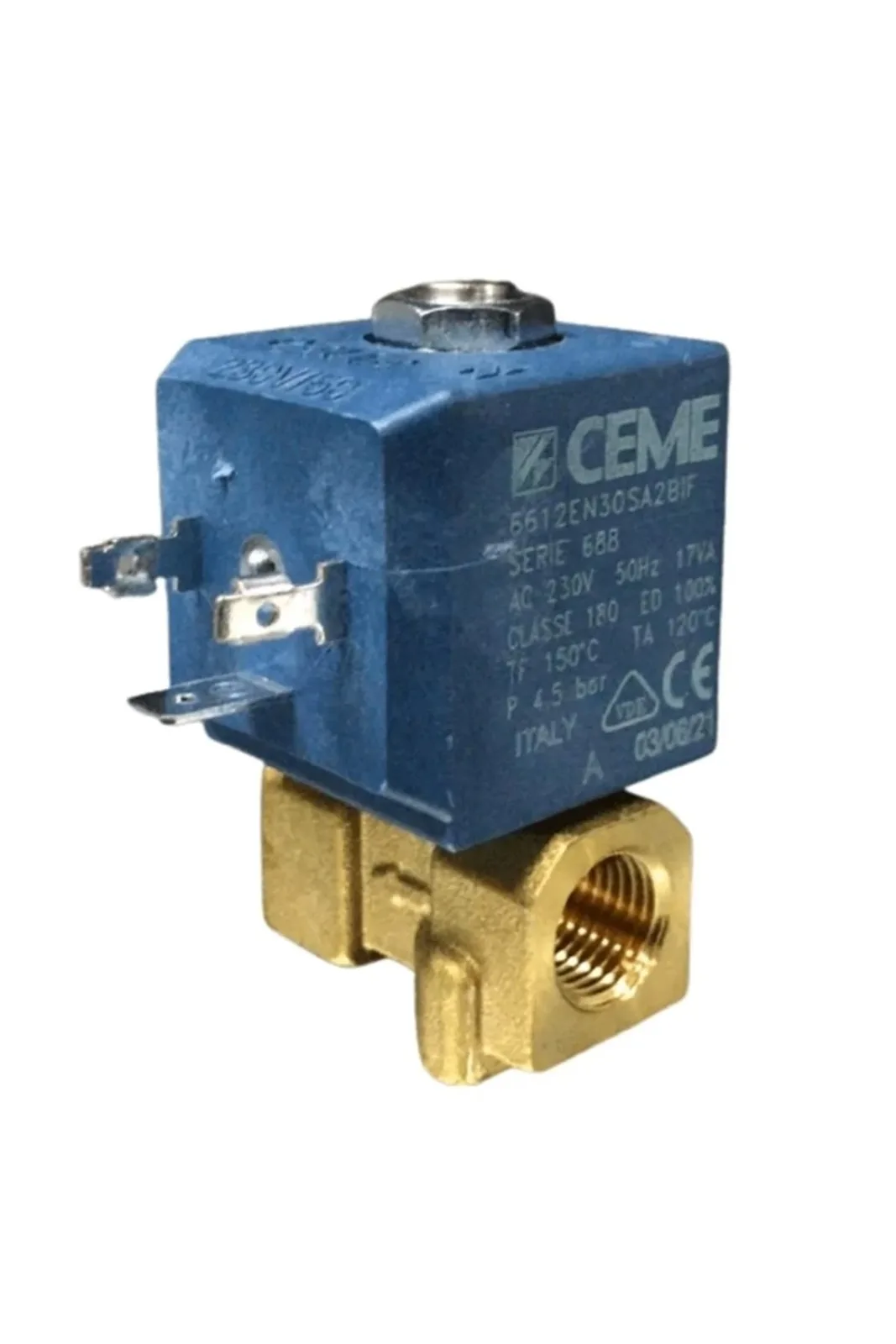 Ütü Solenoid Valf 1/4 Ayarsız 6612 TY 70006/AE yandan görünüm, bağlantı ucu