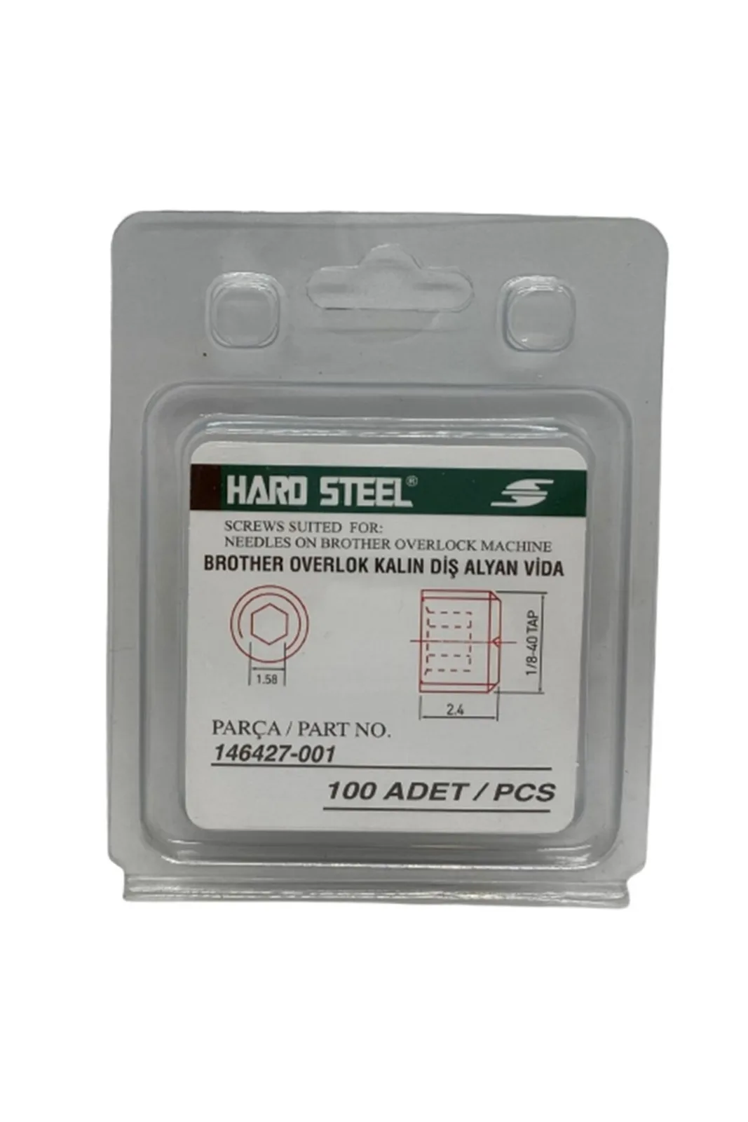 Hard Steel Brother Overlok Alyan İğne Vidası Siyah 146427 100 Adet ambalajı önden