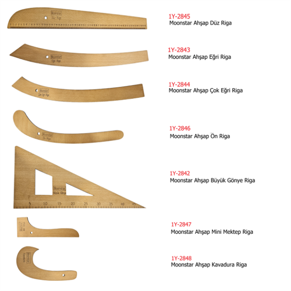 Ahşap Riga Cetvel Takım (7 Parça) - Konfeksiyon Sepeti
