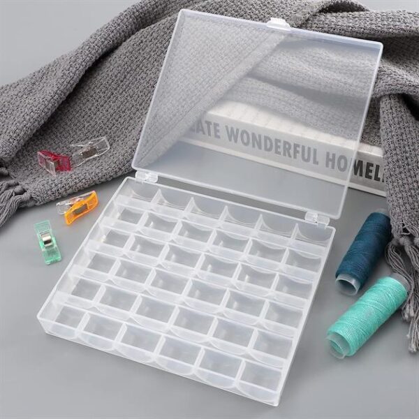 Ev Tipi Aile Dikiş Makinesi 36 Lı Şeffaf Masura Saklama Kutusu - Konfeksiyon Sepeti
