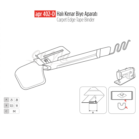 Hali-Kenar-Biye-Aparat-28Cm-14Cm-APR-40-2b60.png Halı Kenar Biye Aparat 28Cm-14Cm / APR 402-D - Konfeksiyon Sepeti