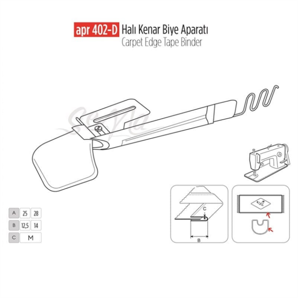 Hali-Kenar-Biye-Aparat-30Cm-15Cm-APR-40-59f1.png Halı Kenar Biye Aparat 30Cm-15Cm / APR 402-D - Konfeksiyon Sepeti