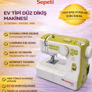 Moonstar Ev Tipi Düz Dikiş Makinesi 12 Desenli / Model 588