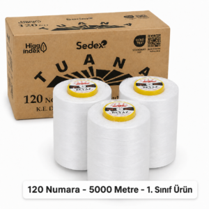 Tuana 120 Numara 5000 Metre Polyester Dikiş İpliği - 3'lü Beyaz
