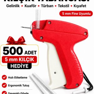 İnce İğneli 5 mm Kılçık Tabancası 500 Adet Kılçık Hediyeli Türban Gelinlik Kuaför Etiket Tabancası