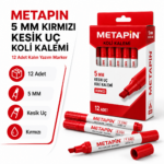 Metapin 5 MM Kırmızı Kesik Uç Koli Kalemi 12 Adet