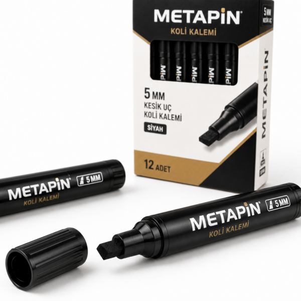 Metapin siyah koli kalemi kalın yazım marker örneği