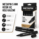 Metapin Siyah Koli Kalemi 5 MM Kesik Uç 12 li Paket